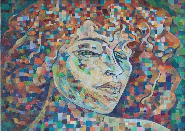 oil, canvas, curls, painting